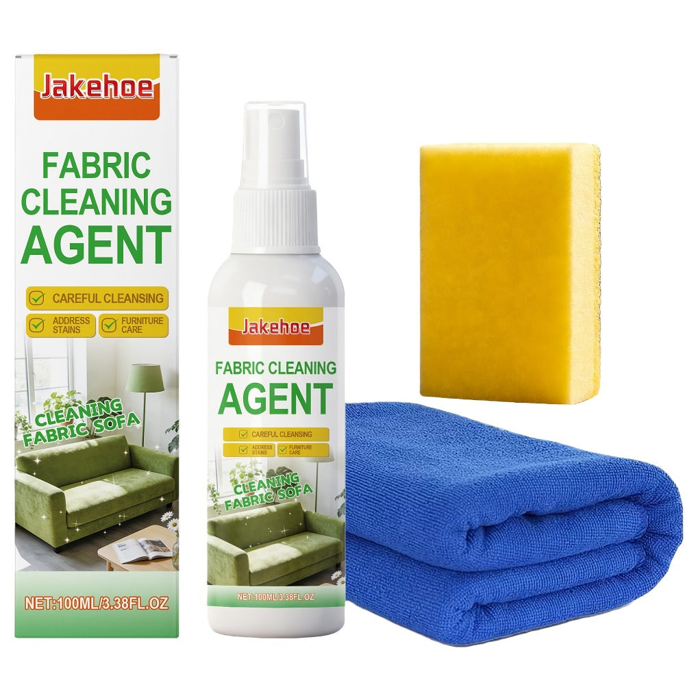 Sofa Cleaner Spray Fabric Stain Remover for Couch Car Interior Upholstery Soft Safe Quick-Drying Formula 3.38oz with Sponge and Towel Multi-Purpose Furniture Cleaner 1 2 or 3 Set Value Pack
