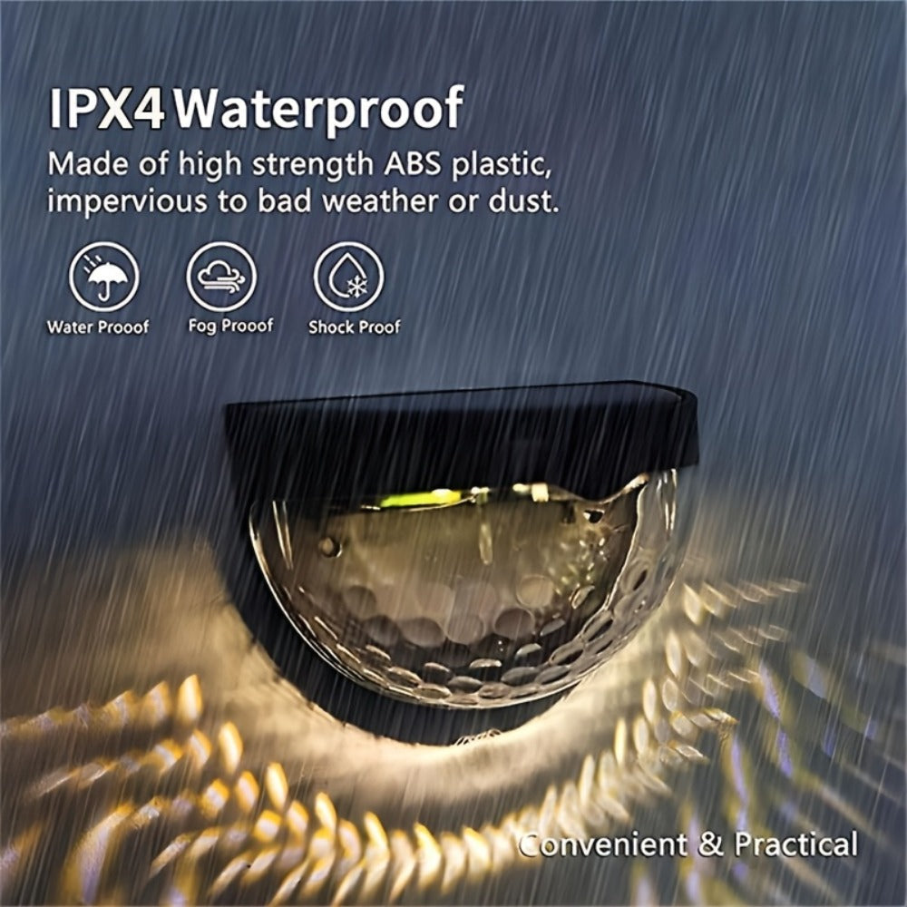 Solar Fence Lights Outdoor 6 Pack IPX4 Waterproof Solar Wall Lights Rechargeable for Porch Patio Deck Garage Security Lighting Decoration