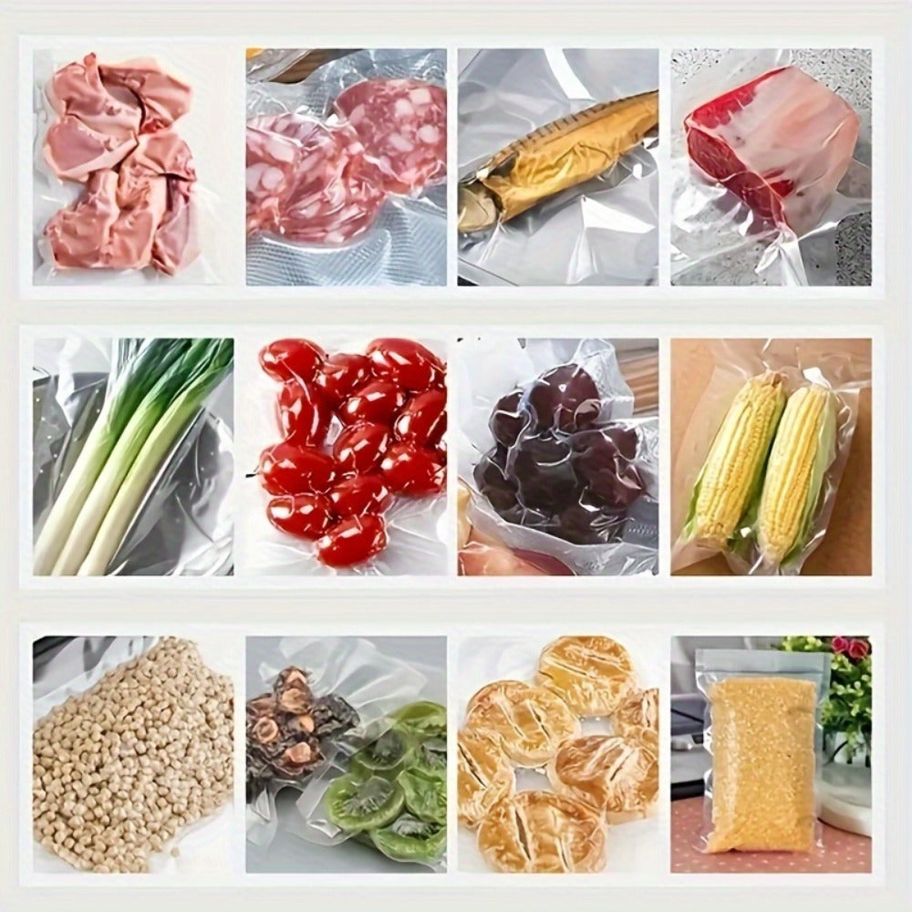 Micro Perforated Food Storage Bags 100 Pack - Breathable Ventilated Produce Bags for Fruits Vegetables Meat and Seafood, Refrigerator Fresh Keeping Bags for Longer Freshness, Available in 7 Sizes