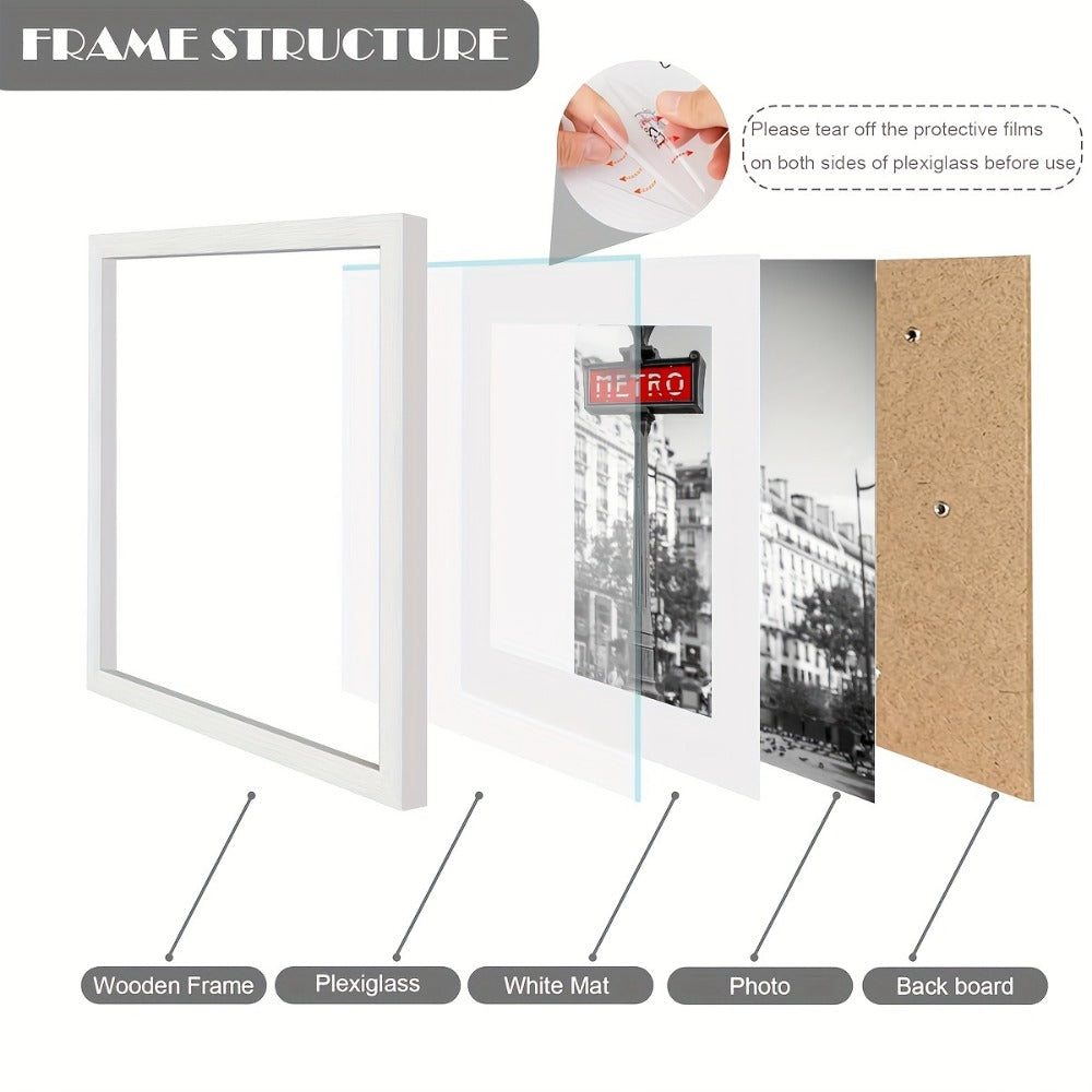 Square Photo Frames Set of 3, Black White 8x8 12x12 Inch Wall Hanging Picture Frames for Living Room Hallway Gallery Wall, Holiday Gift for Friends Family Home Decor