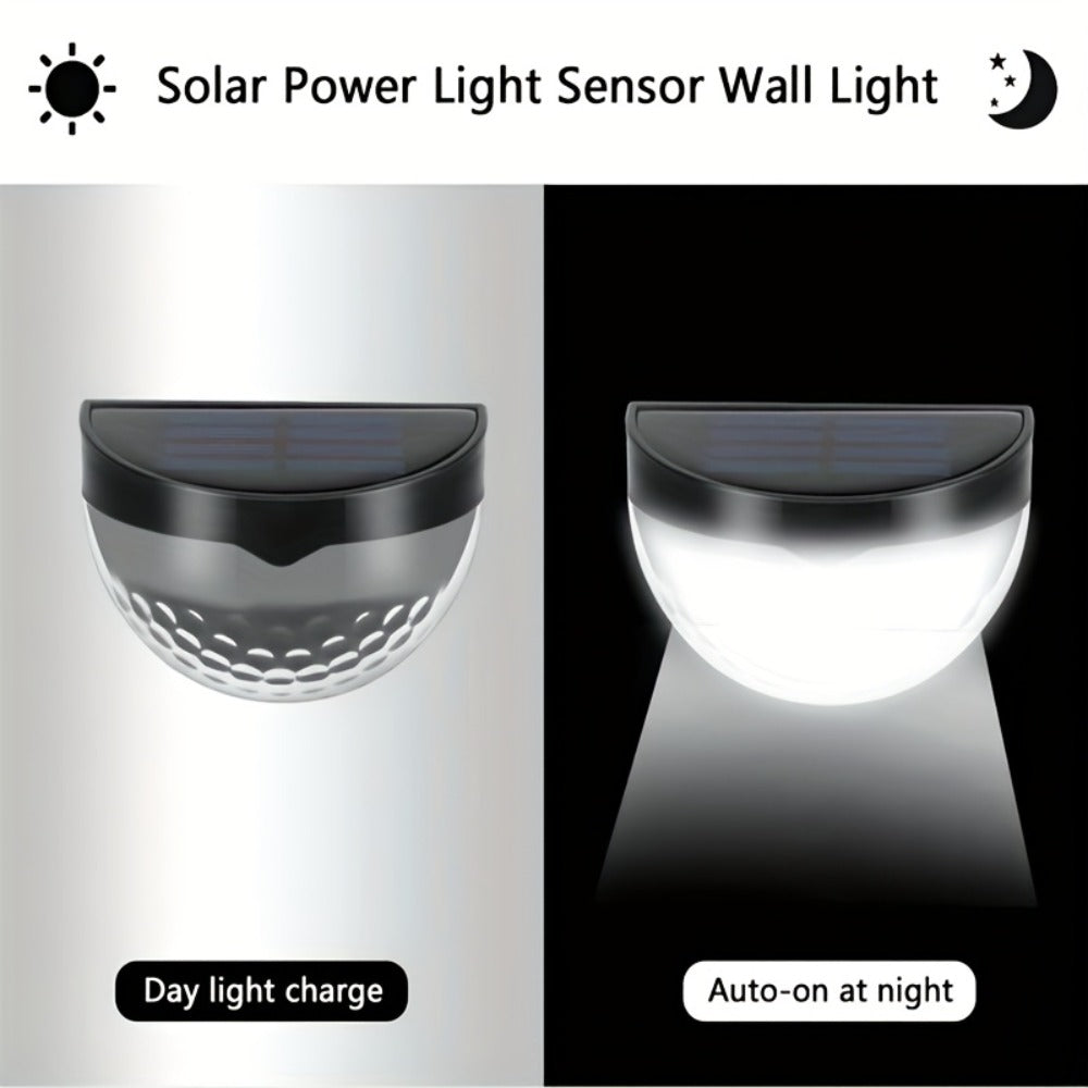 Solar Fence Lights Outdoor 6 Pack IPX4 Waterproof Solar Wall Lights Rechargeable for Porch Patio Deck Garage Security Lighting Decoration