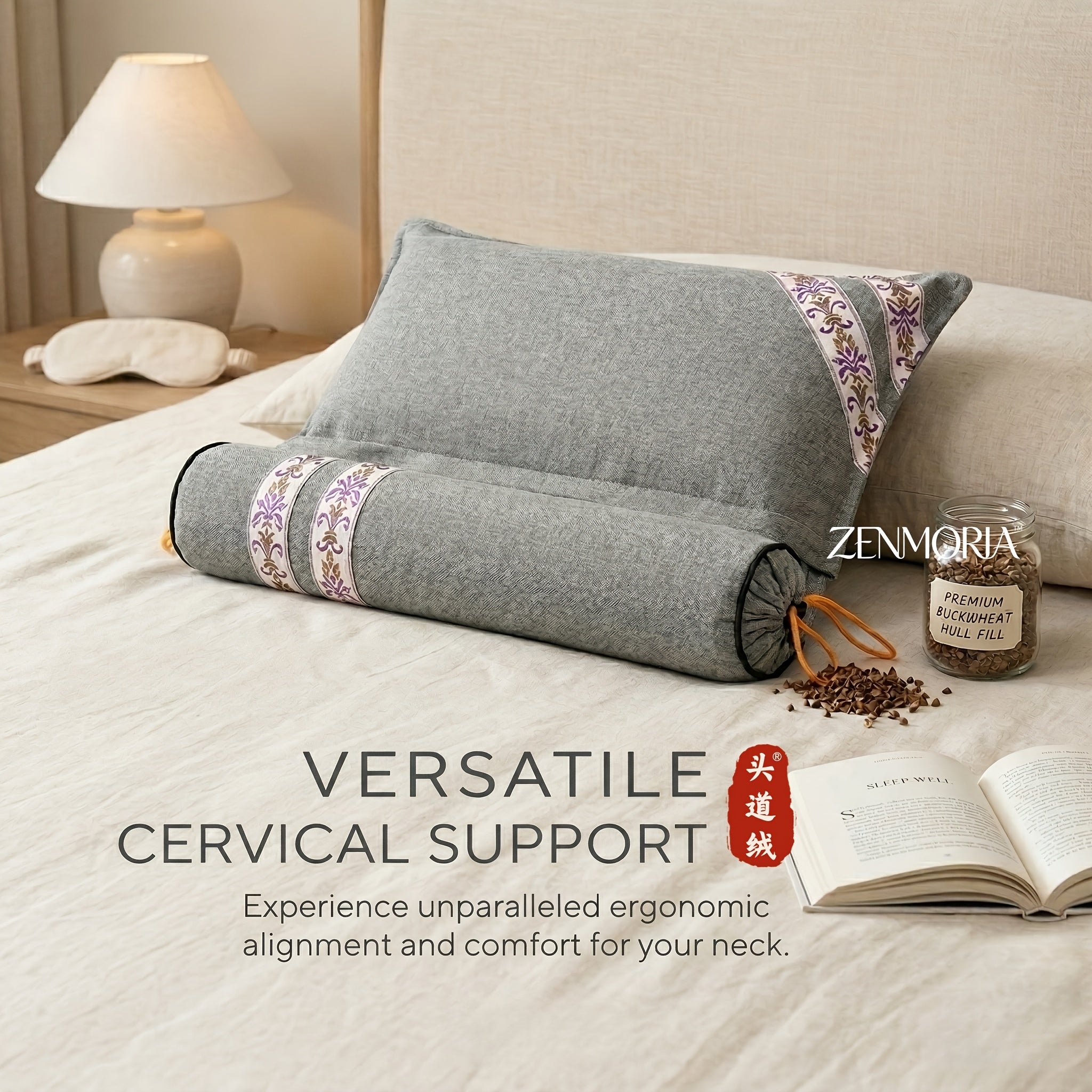 Detachable 2-in-1 Buckwheat Pillow ¨C Ergonomic Support & Adjustable Comfort for Better Sleep