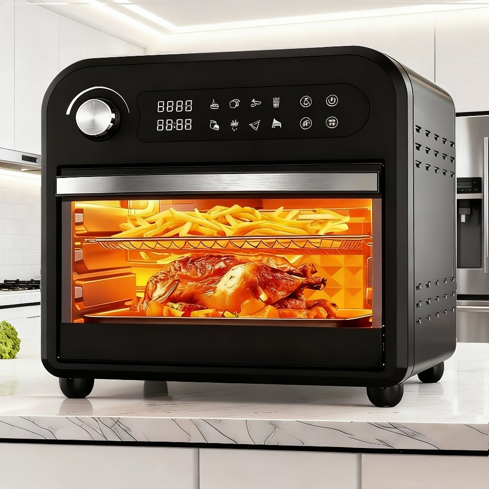 Air Fryer Toaster Oven Combo 15QT Extra Large, 360¡ã Convection, LED Digital Display, Precise Temperature Control ¨C Stainless Steel Interior, 5 Accessories, Healthy Low-Oil Cooking for Family Kitchen