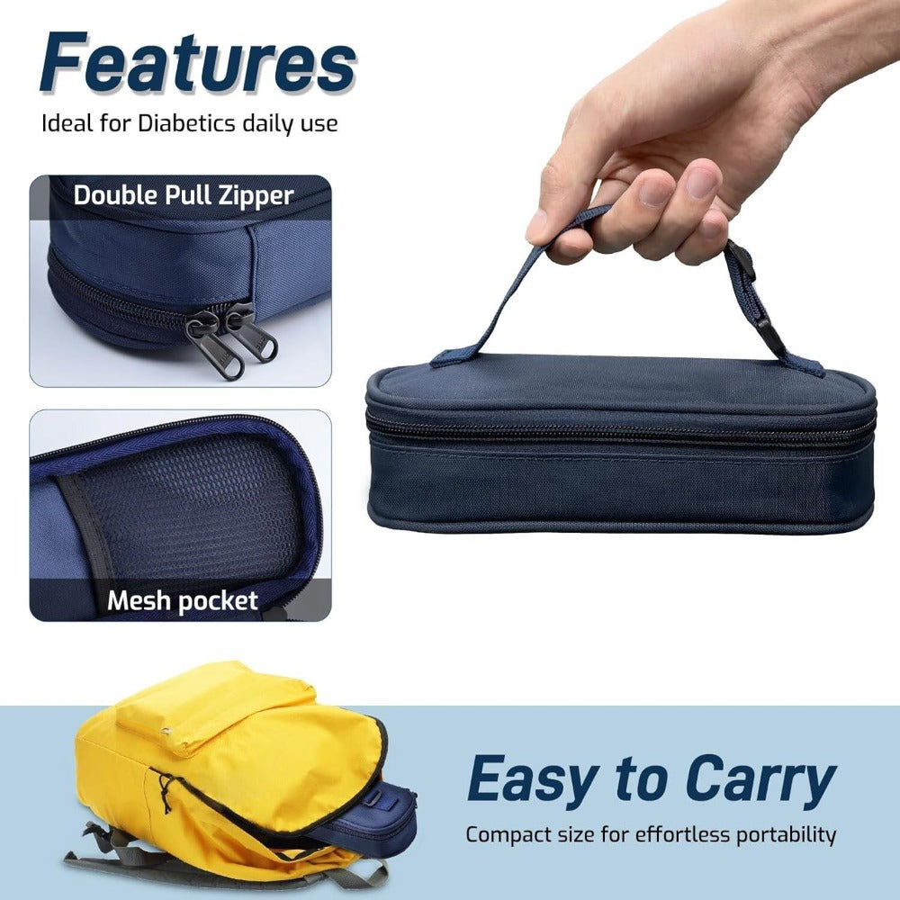 Insulated Insulin Vial Travel Case ¨C Diabetic Supply Bag with Ice Brick, Compact Portable Cooler Kit for Medication Storage