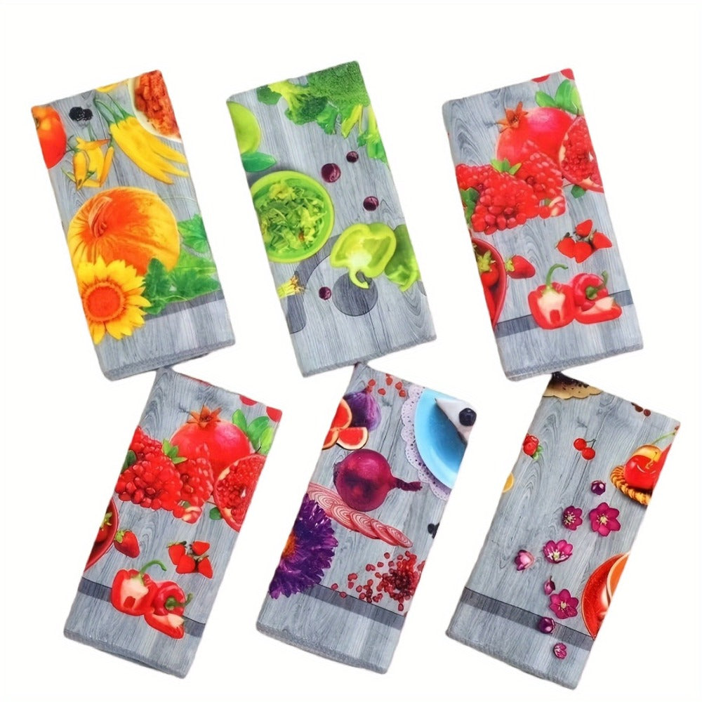 Holiday Kitchen Dish Towels Set of 6 - Colorful Printed Dishcloths Soft Absorbent Tea Towels for Kitchen Decor