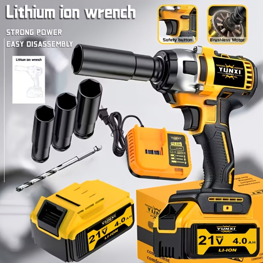 21V Cordless Impact Wrench Kit High Torque Brushless with 4000mAh Rechargeable Battery ¨C Wireless Power Wrench Driver for Car Motorcycle Repair, DIY Home Projects, Gift for Mechanics & Men