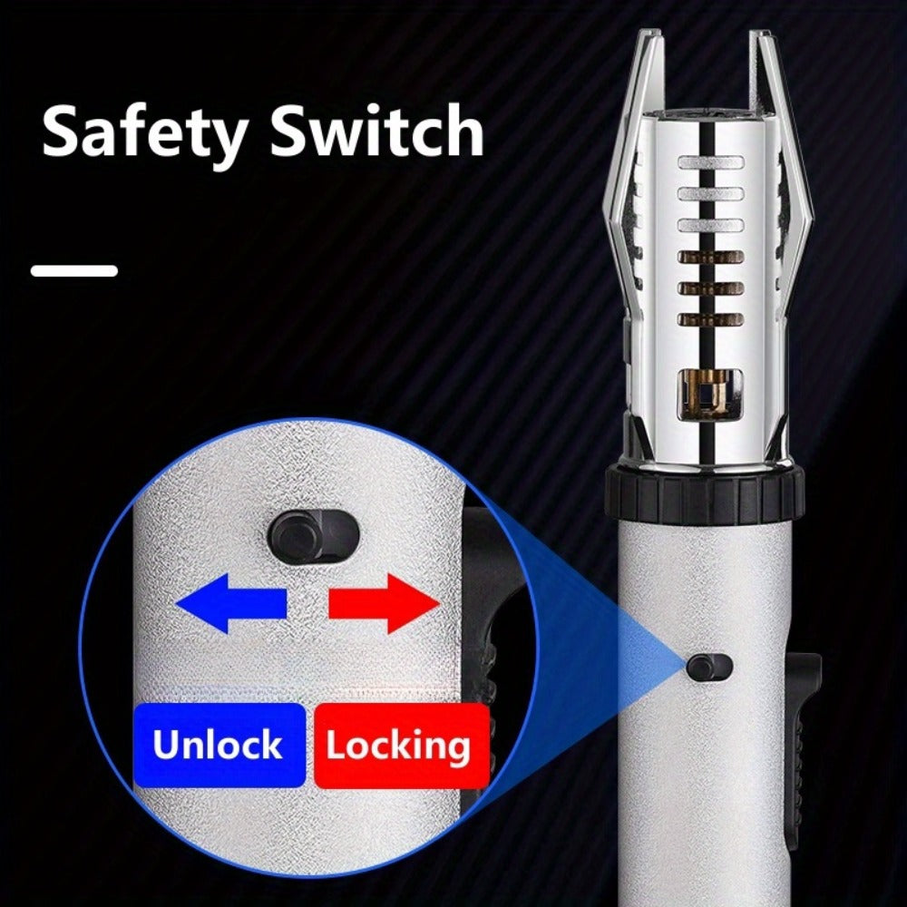 Windproof Turbo Torch Lighter 360 Degree Ignition Metal Jet Flame Lighter with Safety Lock Adjustable Flame for Camping BBQ Outdoor Cooking Butane Gas Not Included