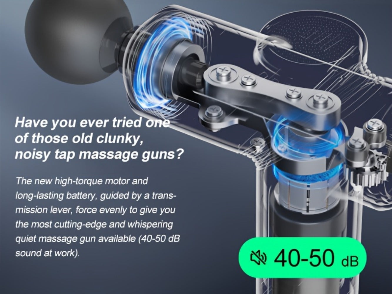 Portable Percussion Massage Gun ¨C Ultra-Quiet Motor, 4 Massage Heads & 6 Adjustable Speeds | Handheld Deep Tissue Massager for Muscle Relaxation, Post-Workout Recovery & Full-Body Relief