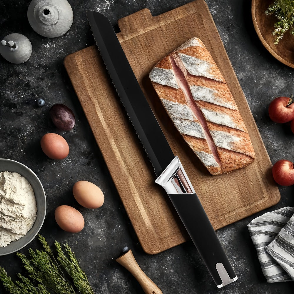 13-Piece Kitchen Knife Set with Block, Chef Bread Steak Knives Scissors Stainless Steel Colorful Cutlery Gift Set with Knife Holder