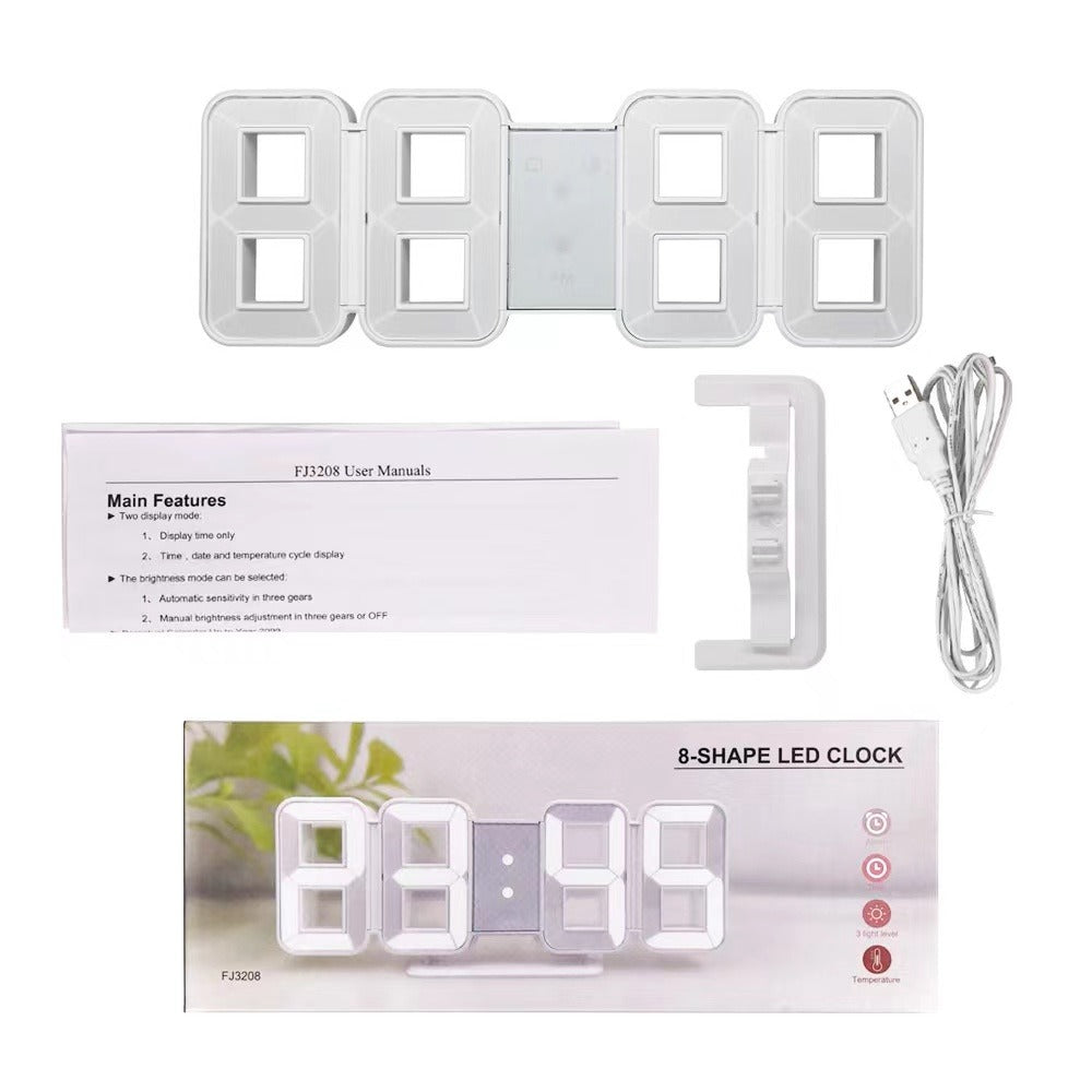 3D LED Digital Alarm Clock Colorful Night Light Home Decor Bedroom Desk Clock USB Powered