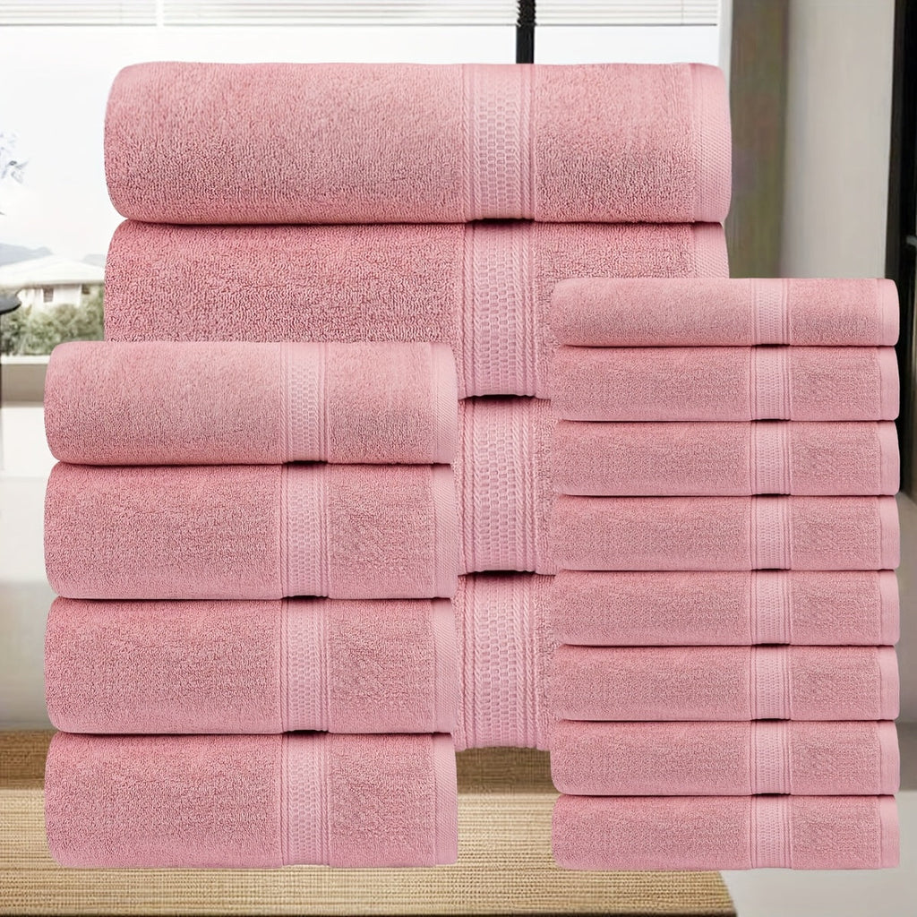 Luxury Soft Towel Set 8 or 16 Piece - Thickened Quick Dry Skin Friendly High Absorbency Bath Towels Hand Towels Washcloths | 13+ Colors | Home Hotel Travel Fitness Spa Gift Set