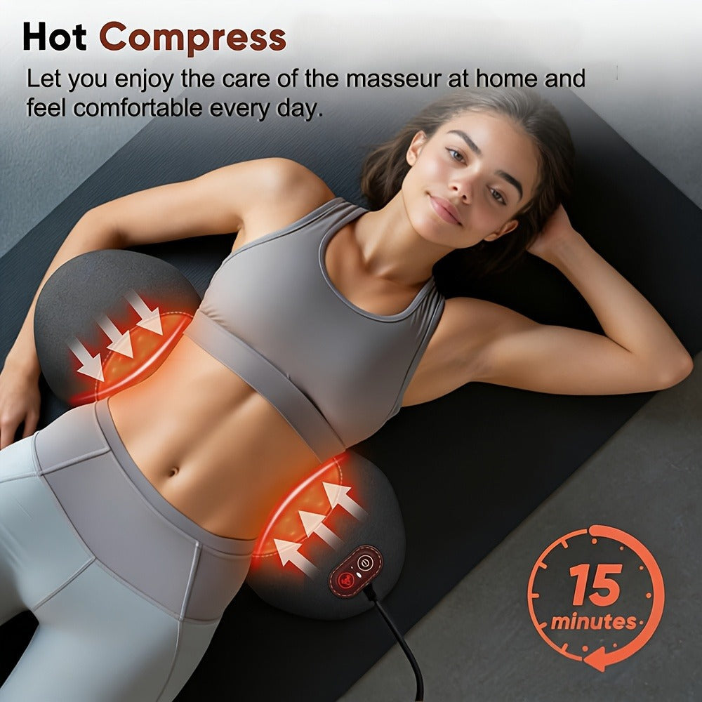 Lower Back Massager with Heat ¨C 3-in-1 Lumbar Support Pillow with Vibration & Traction for Back Pain Relief | USB Powered, Ideal for Car, Office Chair, Bed & Home Use