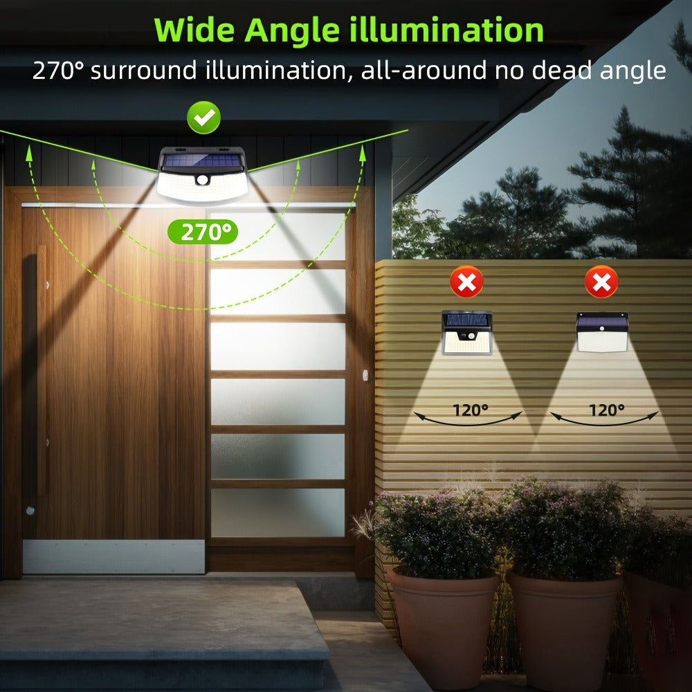 Solar Step Lights Outdoor 120 LED Motion Sensor ¨C 270¡ã Wide Angle IP65 Waterproof Wall Light with 3 Modes | 18-Hour Solar Powered Stair Light for Pathway, Fence, Garage & Deck | 4/6/8 Pack