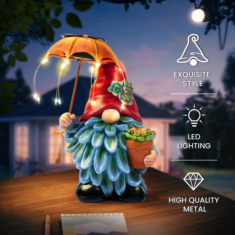Solar Light Elf Resin Statue ¨C Outdoor Garden Figurine That Automatically Lights Up at Night, Holiday Collectible Decor for Christmas, Easter, Halloween, Thanksgiving & Hanukkah, Patio Porch Desk Decor Gift