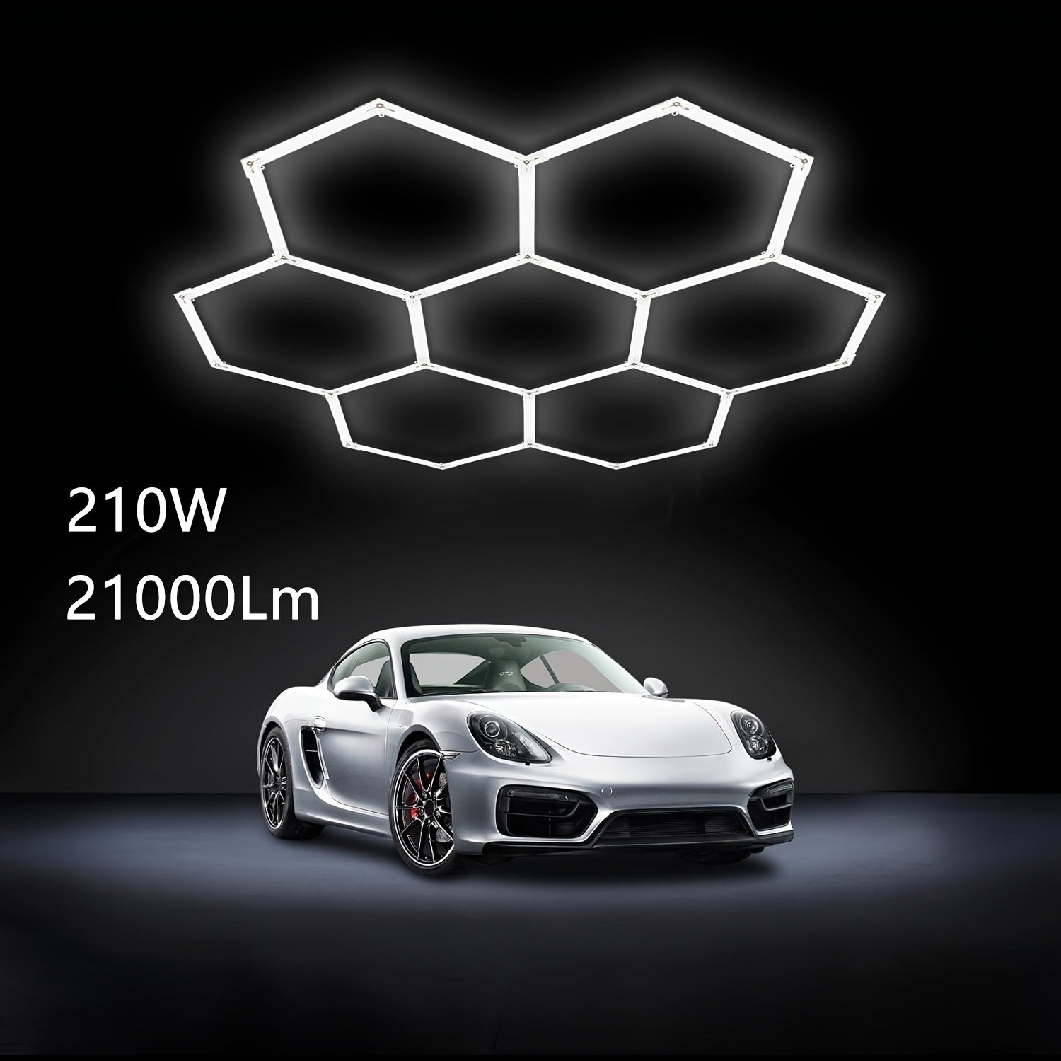 LED Hexagonal Garage Light 6500K ¨C Super Bright Daylight White Shop Light 42W¨C620W for Auto Detailing, Warehouse, Workshop, Basement & Gym (1 to 32 Grids, Hex Frame Available)