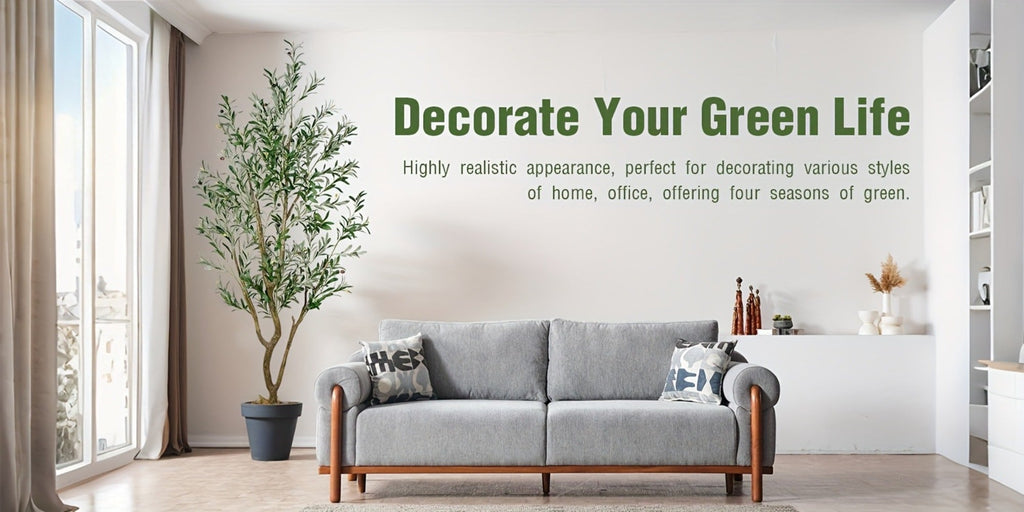 Artificial Olive Tree Indoor Tall Faux Potted Plant with Lifelike Leaves and Fruits for Living Room Office Bedroom Porch Home Decor Housewarming Gift 5FT 6FT 7FT