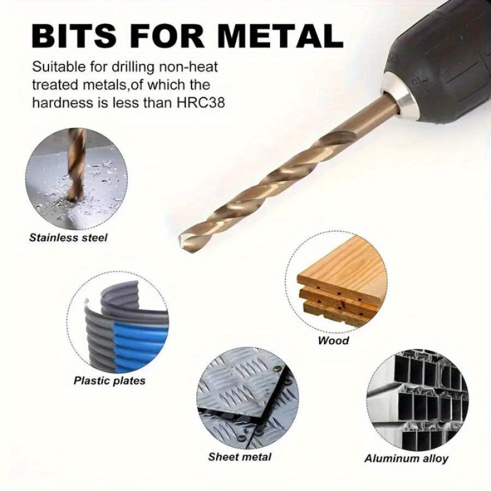 60pcs Cobalt Drill Bits Set Wire Gauge 1-60 Metal Index Box