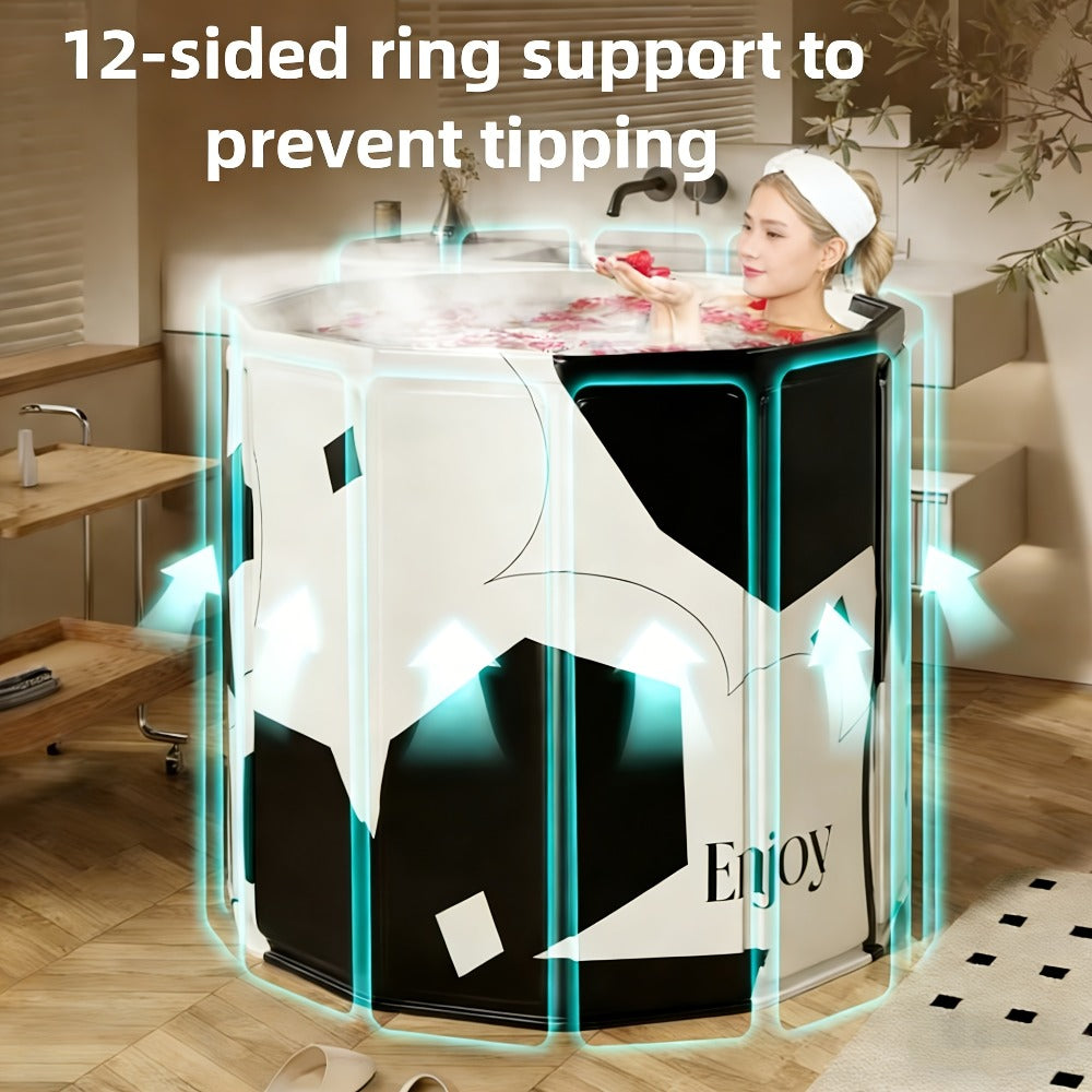 Foldable Soaking Tub for Adults ¨C Portable Full Body Bath Barrel with Non-Slip Base, Collapsible Hot & Cold Soak Tub for Home Travel Small Spaces, Space-Saving Bathroom Accessory