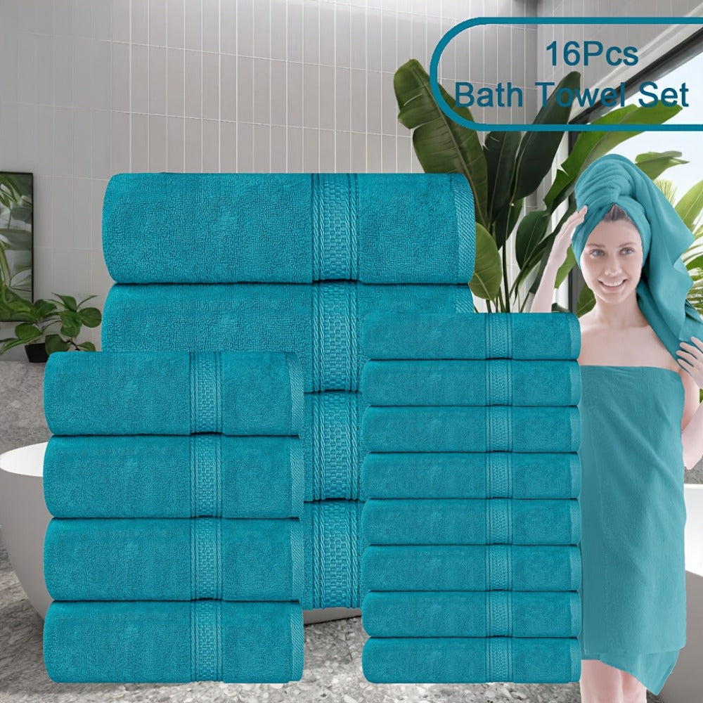 Luxury Soft Towel Set 8 or 16 Piece - Thickened Quick Dry Skin Friendly High Absorbency Bath Towels Hand Towels Washcloths | 13+ Colors | Home Hotel Travel Fitness Spa Gift Set