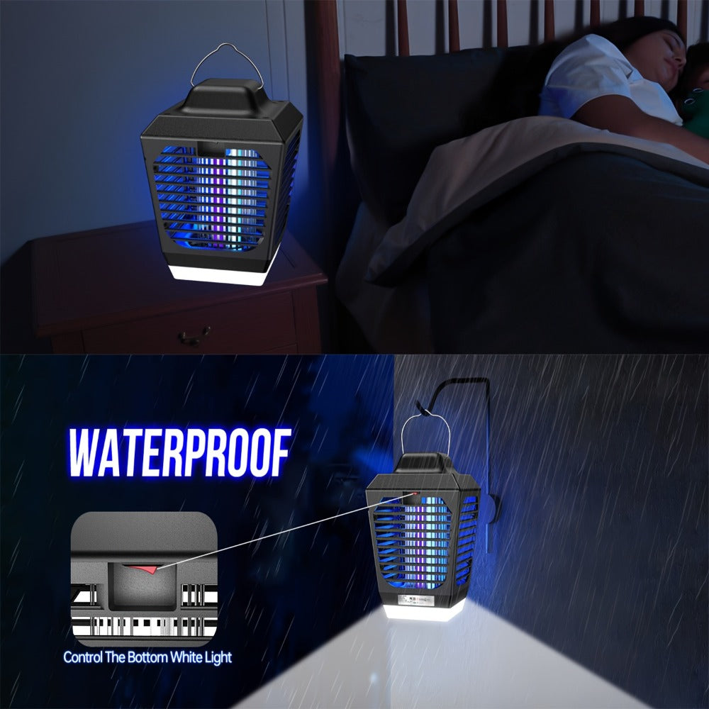 IPX4 Waterproof Bug Zapper Plug-In ¨C Electric Flying Insect Trap with LED Light & ABS Housing, Indoor Mosquito Zapper for Home, Bedroom, Kitchen & Patio, Safe Chemical-Free Fly Trap ¨C Black