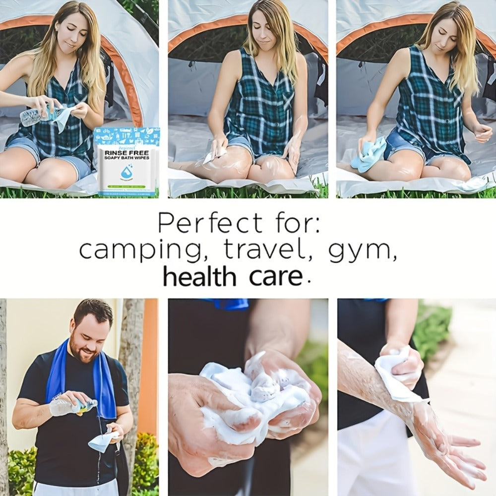 Disposable Bath Wipes No Rinse Body Wipes 11.81x11.81 Inch Large Shower Wipes for Travel Camping Outdoor Fitness Swimming Bedridden Adults Elderly Post Surgery Cleansing Wipes 50 or 125 Count