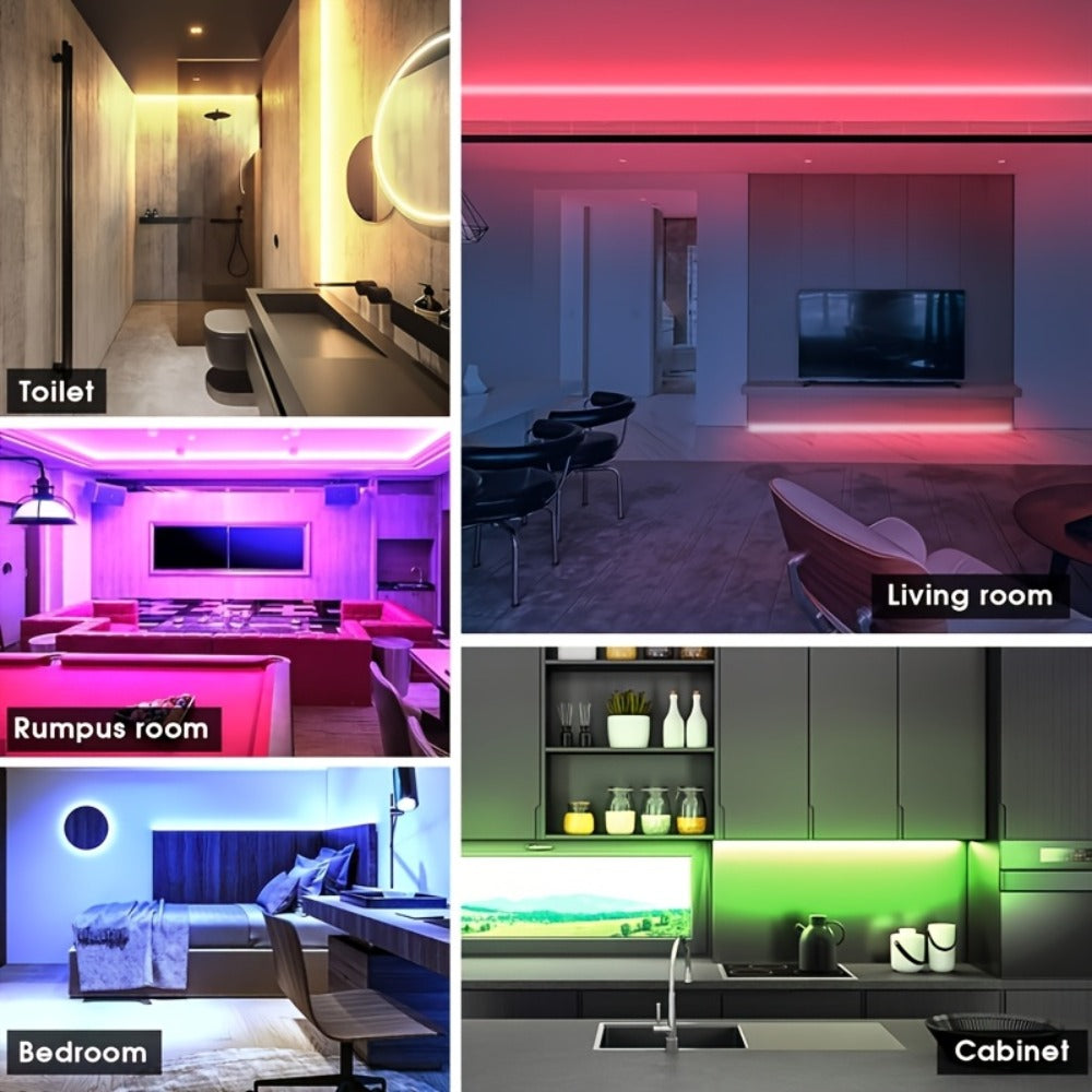 Color Changing LED Strip Lights 100FT with App Control & 44-Key Remote, 24V RGB Music Sync, Adjustable Brightness, Bedroom Kitchen Living Room Home Christmas Party Decoration with 24V Adapter Included
