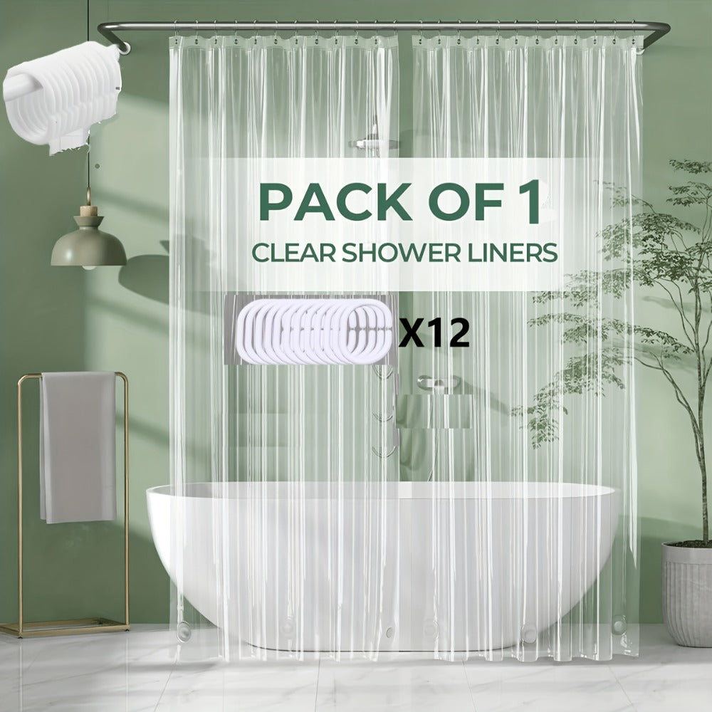 Clear Shower Curtain PEVA 8G Rust Proof Grommets 72x72 Inch - Premium Transparent Waterproof Modern Bathroom Curtain | Single or Set 2 | Easy Clean Smooth Surface | Bathroom Accessories Home Decor