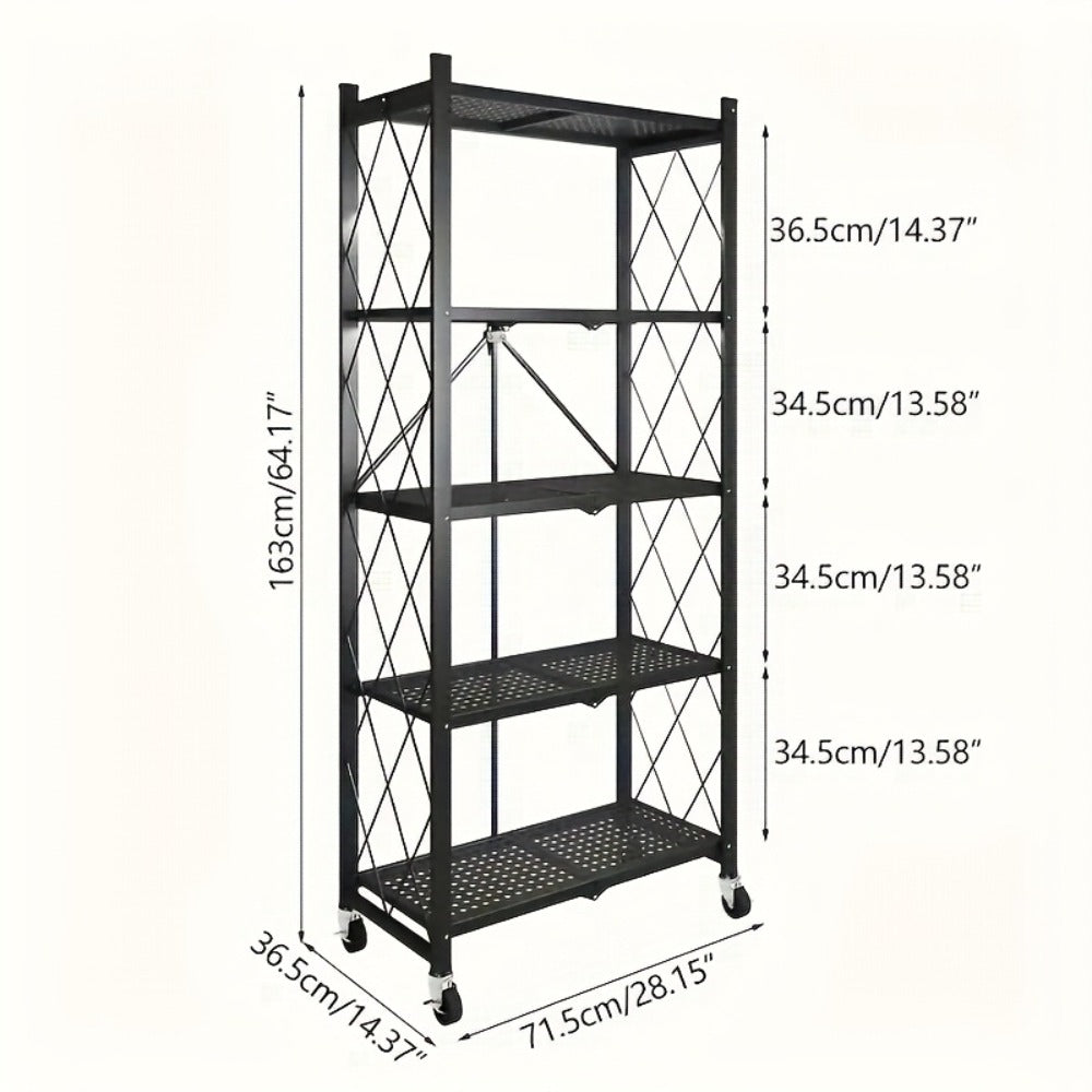 Rolling Storage Rack with Wheels ¨C 3, 4 or 5 Tier Portable Movable Shelving Unit, No Assembly Required, Large Capacity Floor Storage Shelf for Garage, Balcony, Camping, Outdoor & Commercial Use