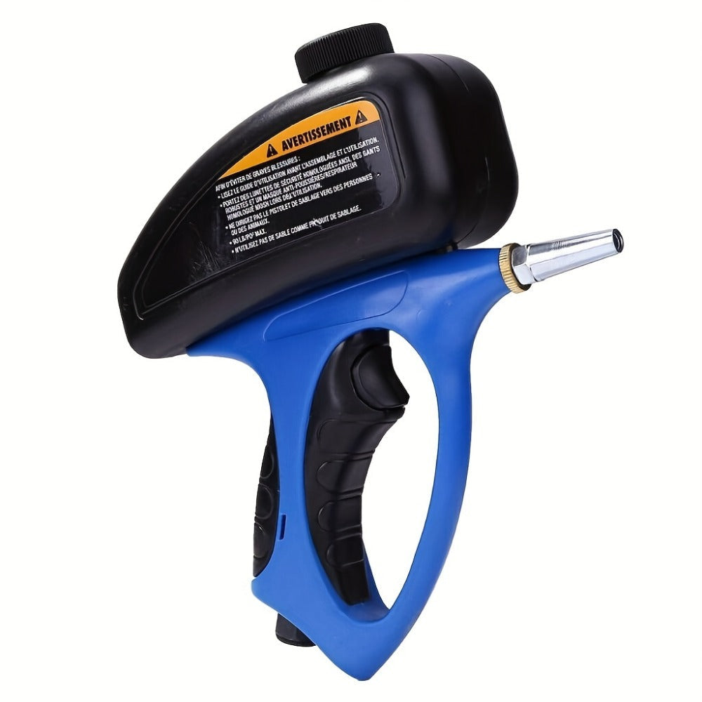 Sandblaster Gun for Air Compressor Pneumatic Abrasive Blasting ¨C 90 PSI Max, 500ml Tank, Small Nozzle, for Metal Rust Removal, Glass Etching, Polishing & Auto Repair ¨C Blue, Red & Yellow