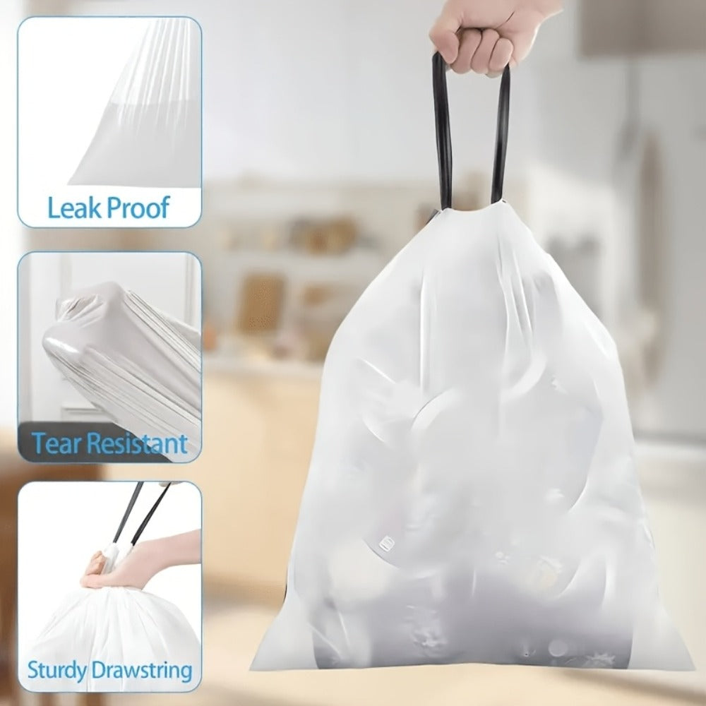 Heavy Duty Trash Bags 13 Gallon 100 Count, 1 Mil Extra Thick Drawstring Garbage Bags, Leak-Proof Tear-Resistant Kitchen Trash Can Liners for Restaurants, Offices & High-Traffic Areas, Commercial Grade