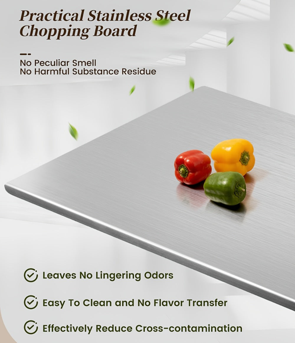 Stainless Steel Cutting Board & Rolling Pastry Board ¨C Non-Slip Kitchen Prep Mat with Butcher Block Surface