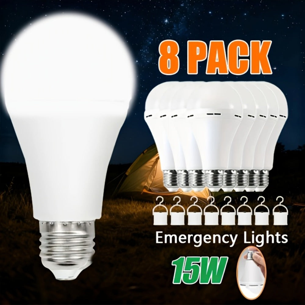 Emergency Light Bulb for Power Outages 2000mAh Rechargeable LED 6000K with Backup Battery ¨C Auto-On Failure Detection, Hangable Emergency Lighting for Home Camping Power Failure, 4 8 12 Pack