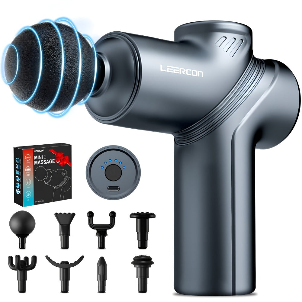 Massage Gun Deep Tissue Percussion Massager ¨C Portable Handheld Electric Body Massager with 4/8 Heads & 6 Speed Settings for Muscle Relaxation & Post-Workout Recovery