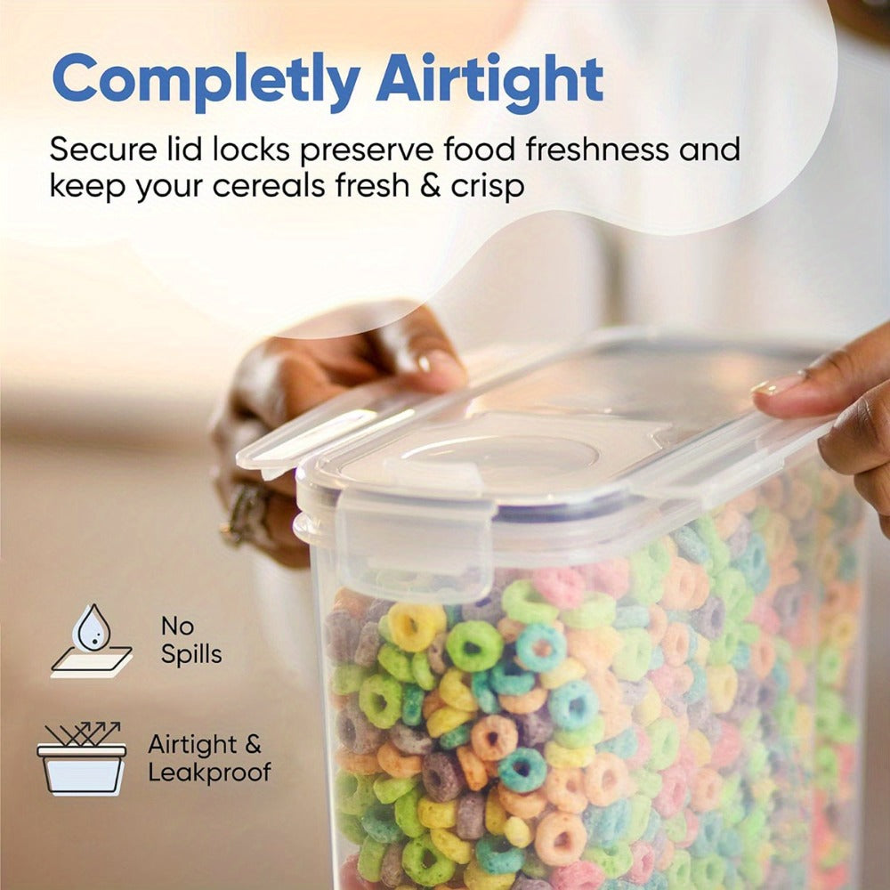 Clear Food Storage Jars with Lids 8 Piece Set - Airtight Moisture Proof Sealed Containers for Cereal Rice Salt Pepper Tea Nuts and Coffee Beans, BPA-Free Plastic Kitchen Pantry Canisters, Available in 84.54oz or 1.06 Gallon, 4 Jars and 4 Lids