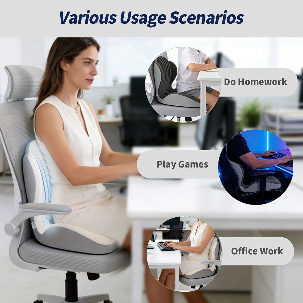Hip & Lumbar Support Seat Cushion Ergonomic Memory Foam ¨C Breathable High-Density Back Support Pillow for Office Chair, Car Seat & Long Sitting, Daily Use or Gift