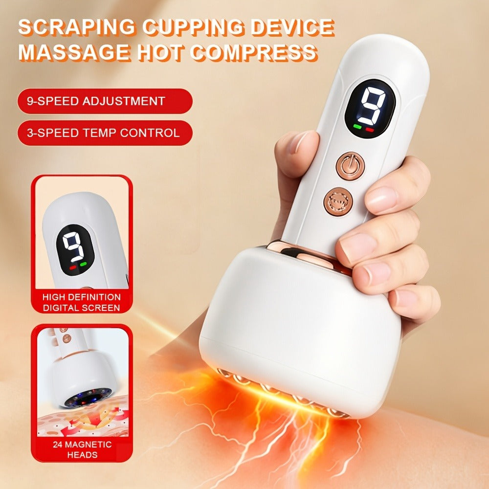 Vacuum Cupping Massager USB Rechargeable Scraping Massage Device Intelligent Suction Cup with 1200mAh Battery for Neck Shoulder Back Pain Relief Home Use
