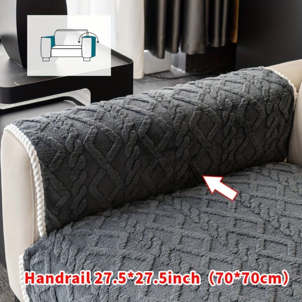 Plush Sofa Cover Couch Cover | Anti-Slip Pet Dog Friendly Velvet Sofa Mat, Single Two Three Four Seat, Backrest Armrest Pillow Cover, Living Room Bedroom Decor