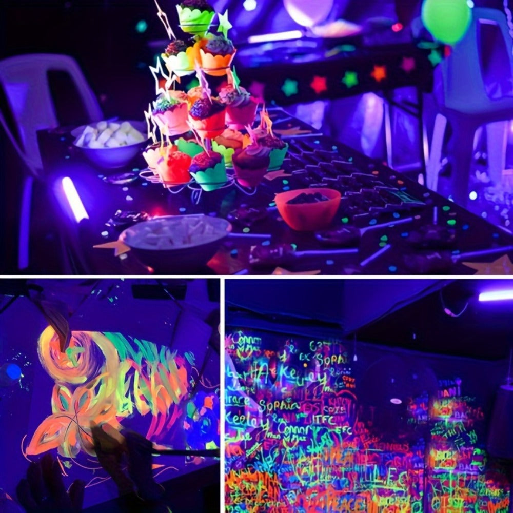 UV Black Light Bars & Strips 8-Piece Set ¨C 385-400nm USB Powered 5V LED Blacklight for Glow Party, Halloween, Neon Party, Body Paint & Fluorescent Art (4x32cm + 4x250cm)