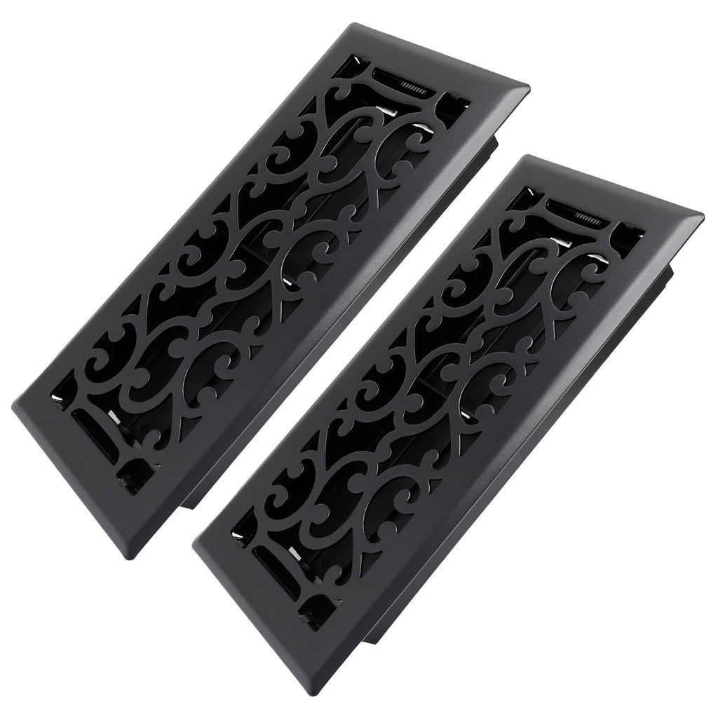 Floor Vent Register Cover 4x10 Inch Heavy Duty Walkable Steel Decorative Air Vent Grille Adjustable Airflow for Home HVAC 2-Pack Savannah Boston Design Multi Finish