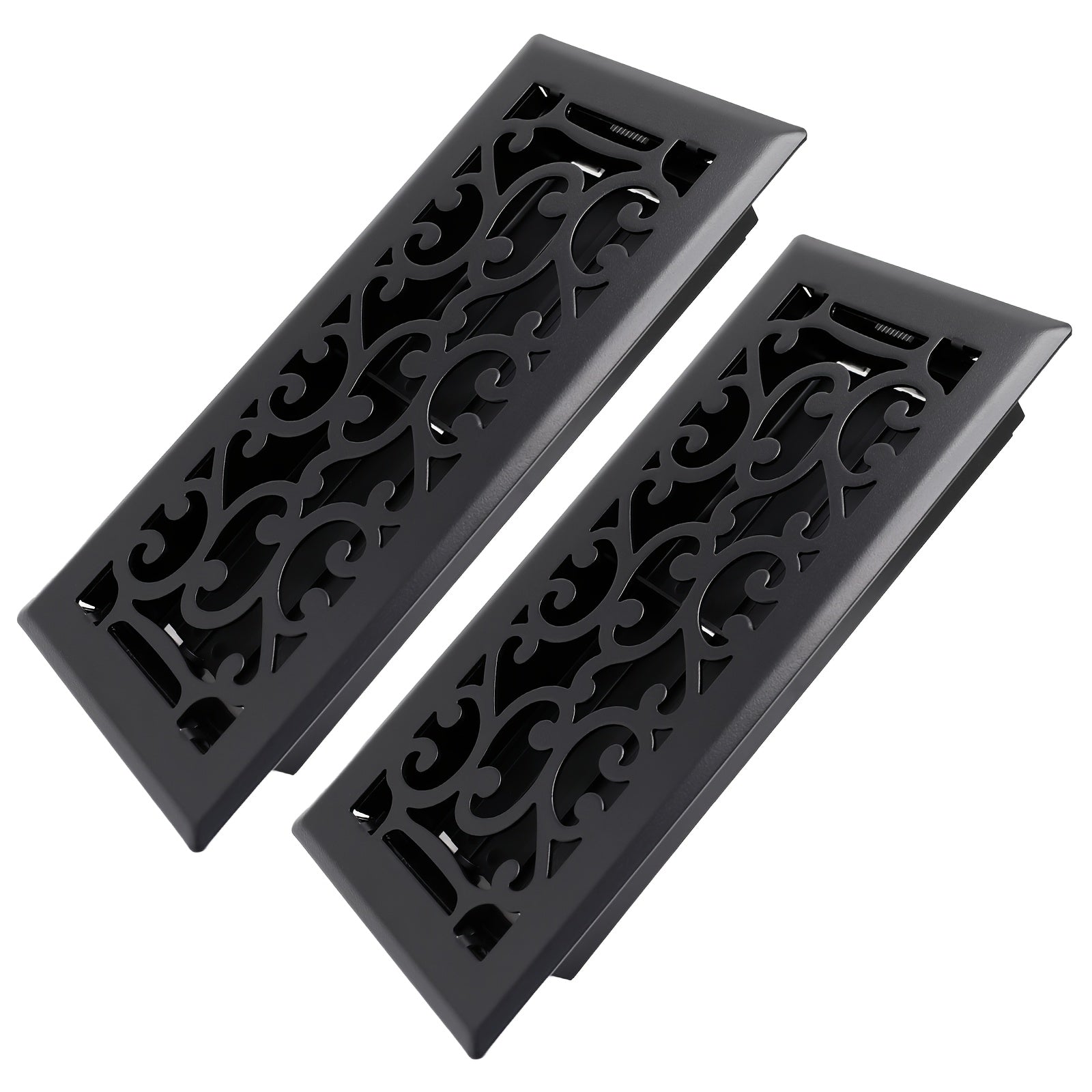 Floor Vent Register Cover 4x10 Inch Heavy Duty Walkable Steel Decorative Air Vent Grille Adjustable Airflow for Home HVAC 2-Pack Savannah Boston Design Multi Finish