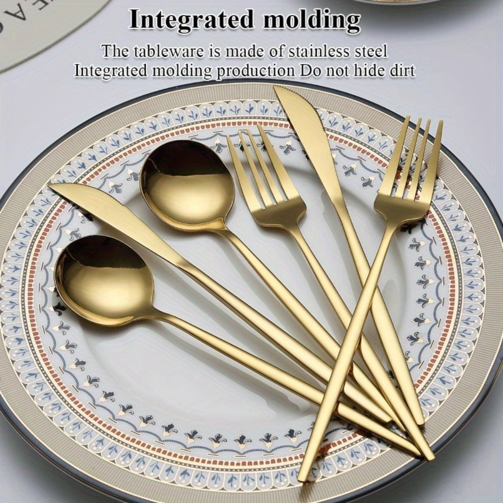 Gold Silverware Set 60 Pcs Service for 20 | Titanium Gold Plated Stainless Steel Flatware Set Knives Forks Spoons for Wedding Party Birthday Dishwasher Safe