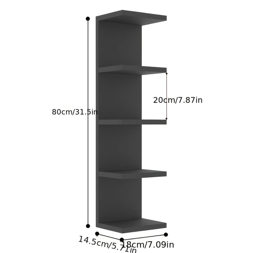 5-Tier Floating Wall Shelf Wall-Mounted Storage Rack 31.5¡± - Space Saving Display Shelves for Bedroom Living Room Oak Finish Easy Install Thickened Suspended Wall Organizer