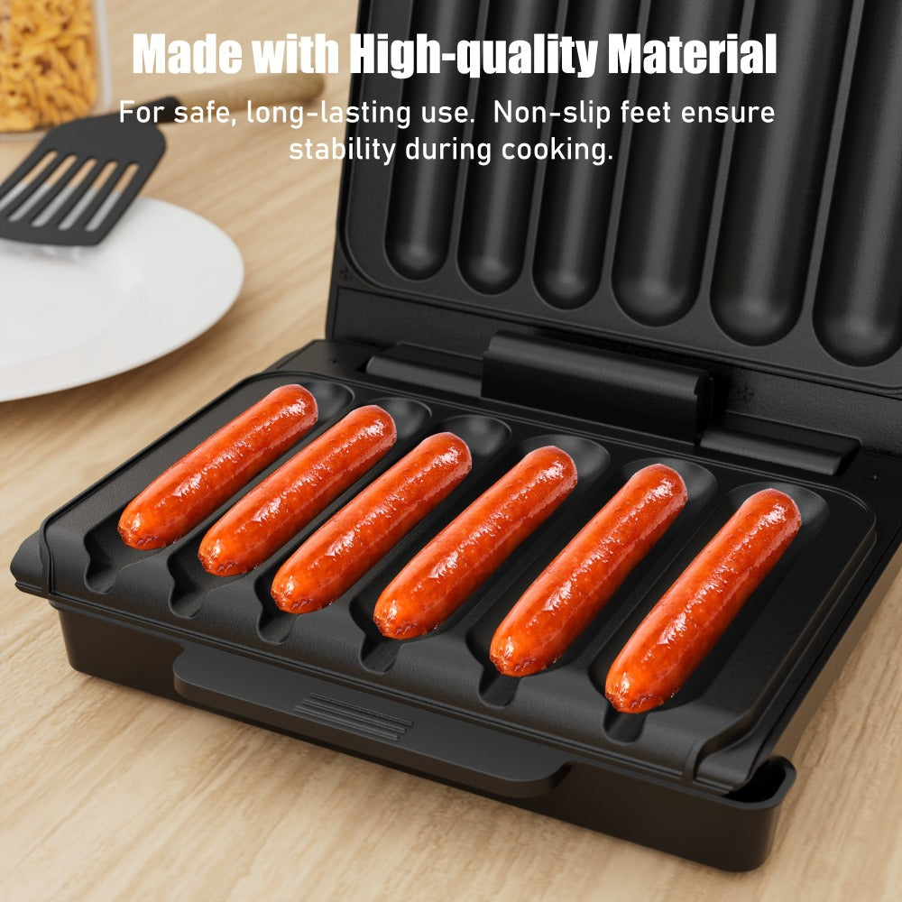 Electric Sausage Grill and Sandwich Maker with Nonstick Plate and Cord Storage Compact Countertop Cooker for Hot Dogs BBQ Sausages Veggie Sausages and Toasted Sandwiches Easy to Clean