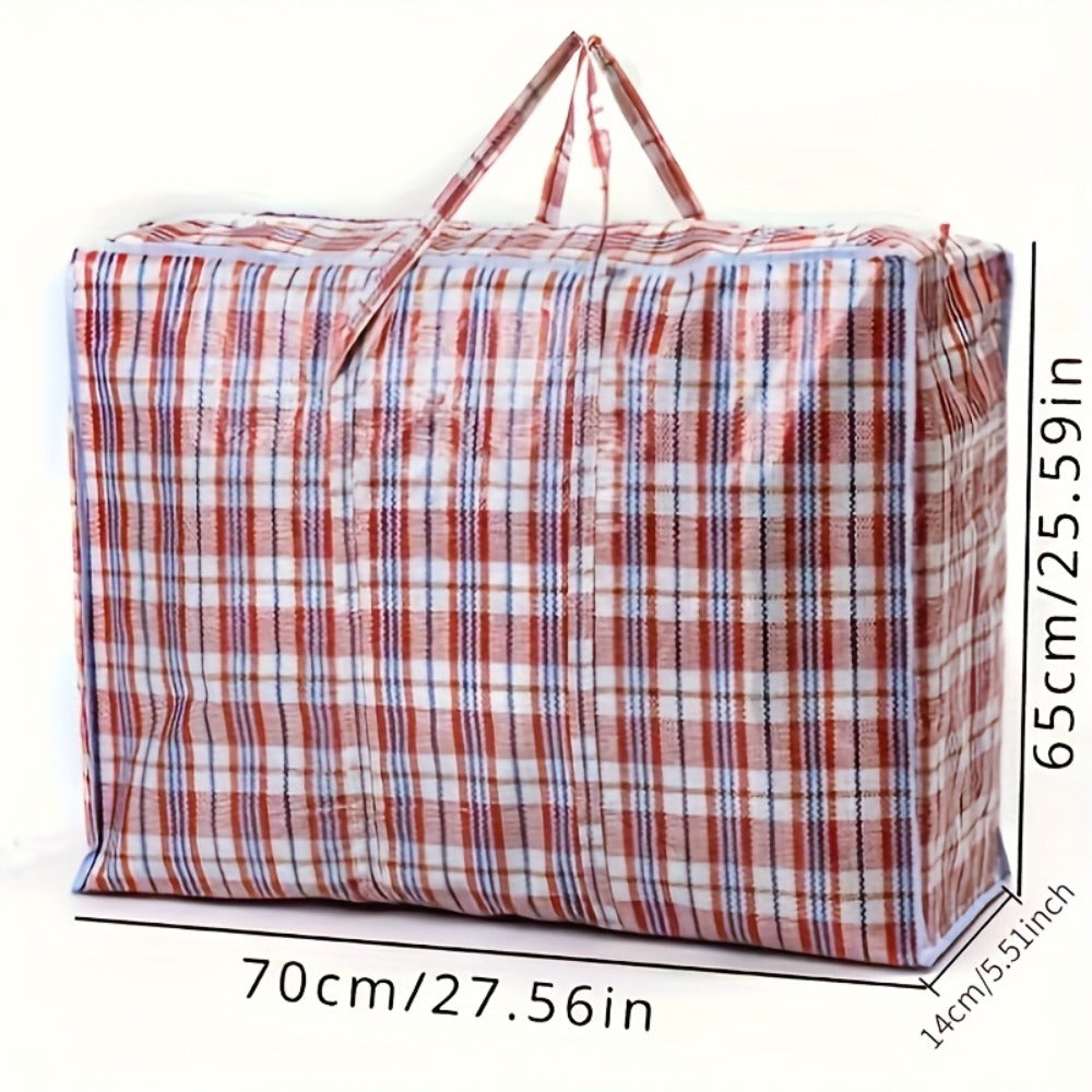 Large Moving Storage Bags 3 Pack Heavy Duty Reusable Zipper Organizer Bags for Clothes Bedding Blankets, High Capacity Checkered Fabric Bags for Home Moving Closet Organization Holiday Decor Storage