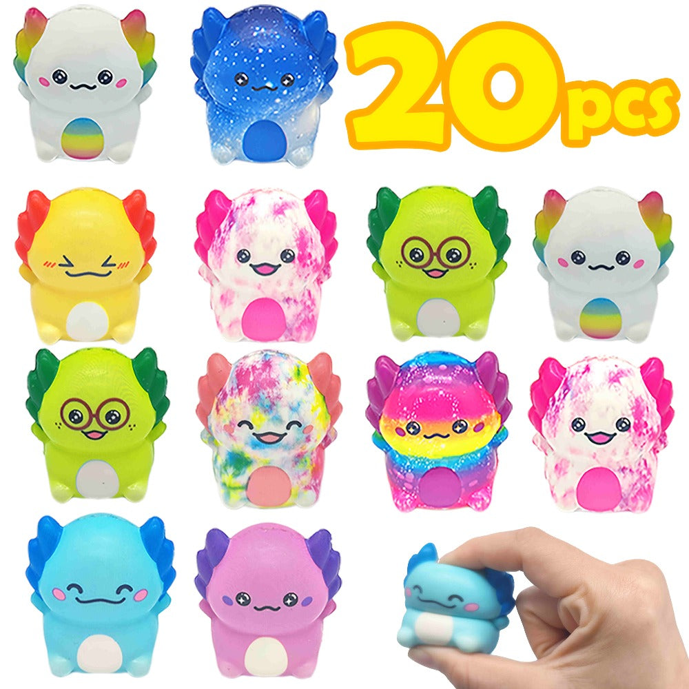 Axolotl Squishy Toys 20 Pack Slow Rise Ice Cream Squishies Individually Wrapped Foam Fidget Sensory Toys for Kids Party Favors Goodie Bags Birthday Gifts Stress Relief