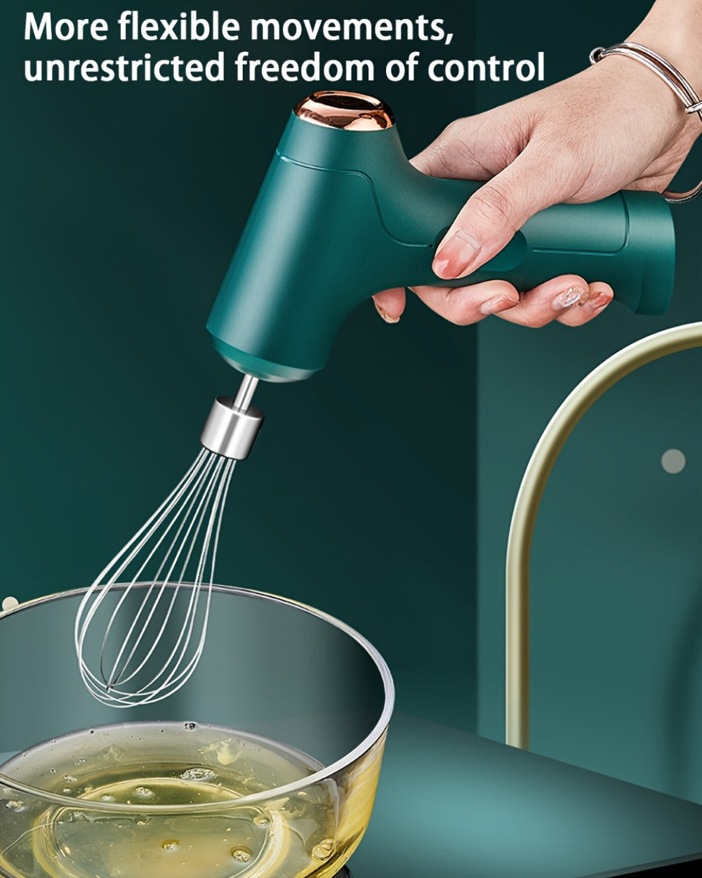 Cordless Electric Egg Beater & Cream Whipper - Handheld Stand-Up Portable Mixer for Cake Baking, Ice Cream & Whipping, Rechargeable Wireless Kitchen Mixer, Holiday Gift for Home Bakers