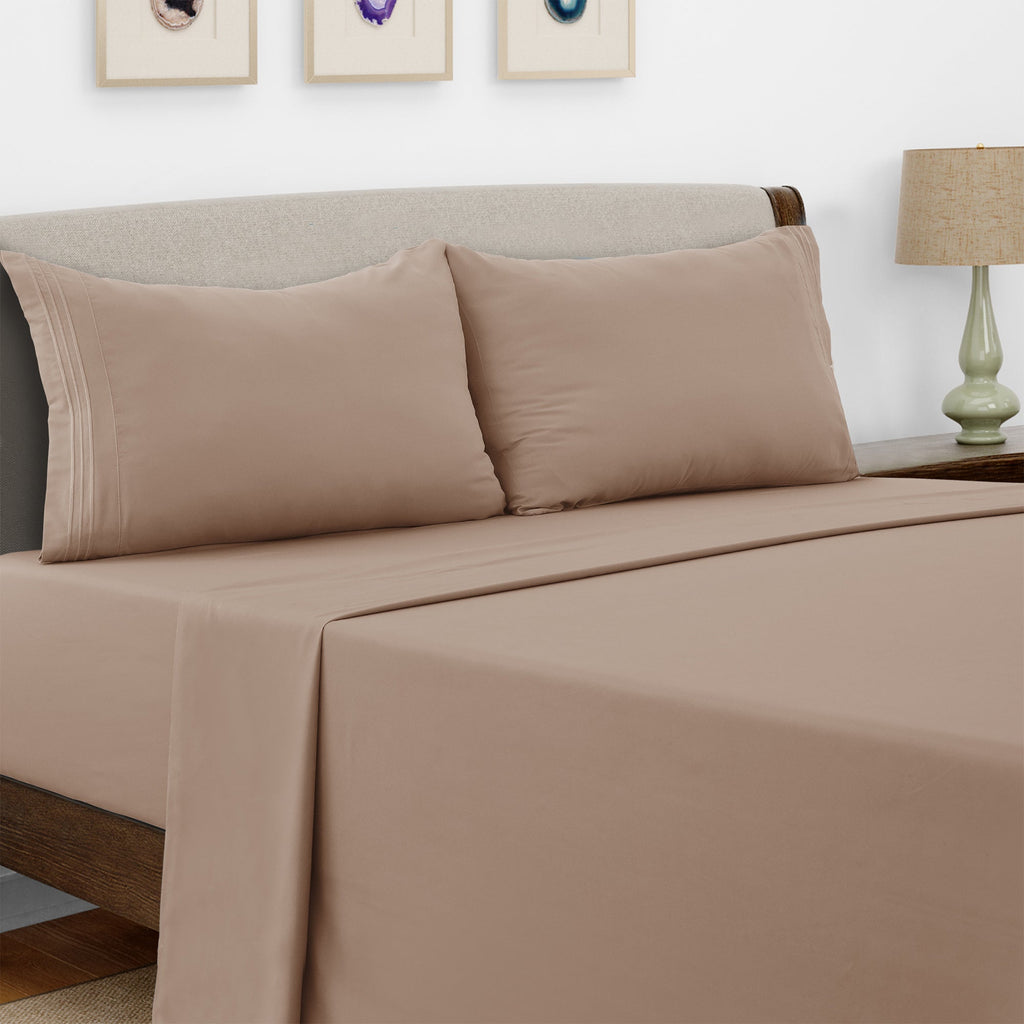 Microfiber Bed Sheet Set 4 Piece - Soft Breathable Deep Pocket 16 inch Fitted Sheet, Flat Sheet & Pillowcases, Wrinkle Fade Resistant Bedding for All Seasons Twin Twin XL Full Queen King Cal King, 24 Colors