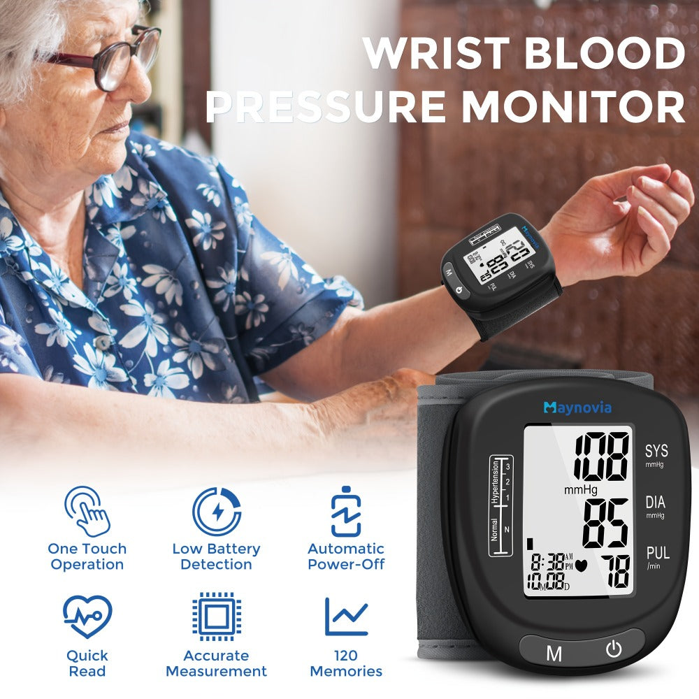 Blood Pressure Monitor Wrist Cuff with Oximeter Fingertip ¨C Digital BP Machine Home Use, 120 Memory, Portable Case & Battery Included, Fully Automatic Hypertension Tracker