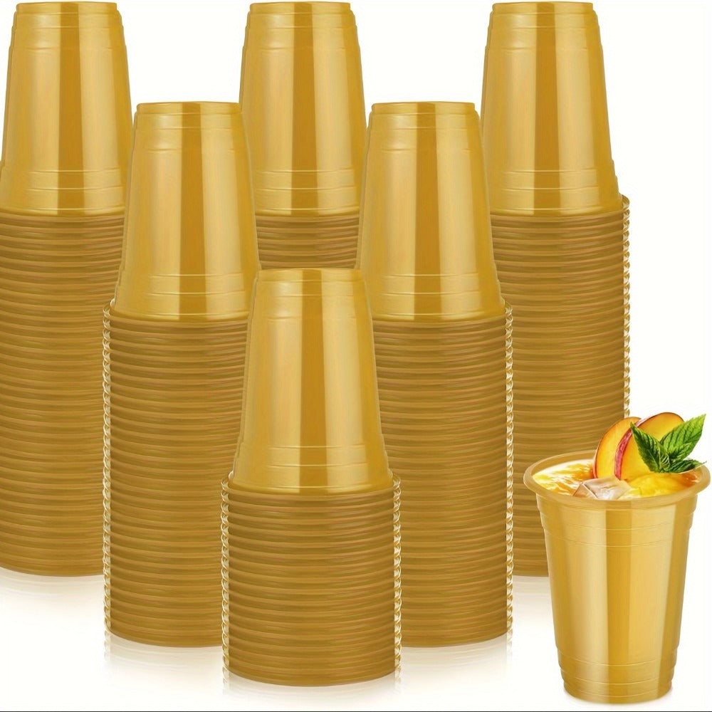160-Pack 16oz Disposable Plastic Party Cups with Fill Lines Bulk Party Supplies for Christmas Halloween Graduation BBQ Picnic Neon Party Stackable Beverage Cups Black Red Pink Gold