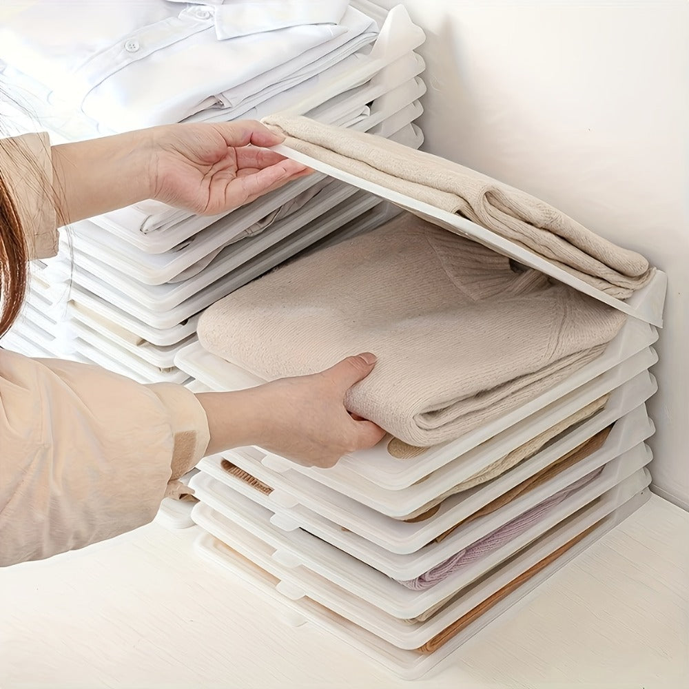 Foldable Stackable Clothes Folding Board Organizer for Shirts Pants Dresses ¨C Heavy-Duty Plastic, Space-Saving, Easy-Clean (15 or 30 pcs)